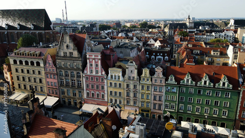 view city from the height of modern wish development architecture Europe Wroclaw Poland