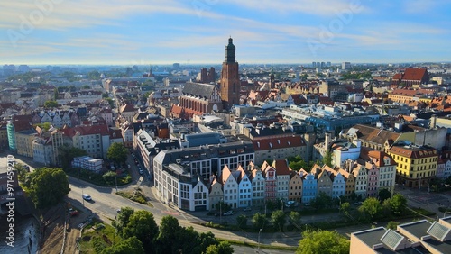 city Europe beautiful top view aerial photography of Wroclaw Poland