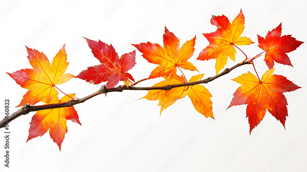 Twig of maple tree with colorfull autumn leaves isolated on whie background Twig of maple tree with colorfull autumn leaves isolated on whie background