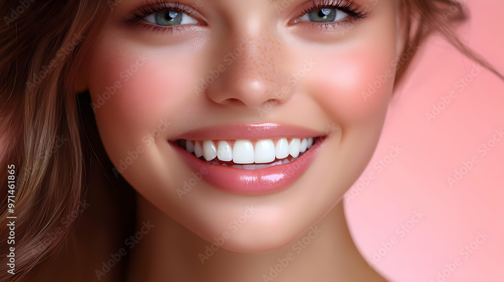 A close-up portrait of a smiling young woman with clear skin and bright eyes against a soft background. A close-up portrait of a smiling young woman with clear skin and bright eyes against a soft background.
