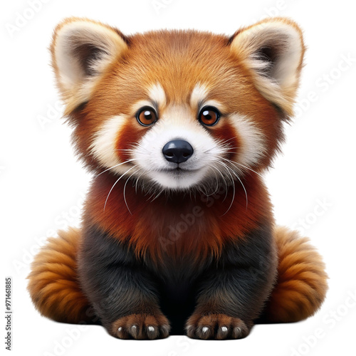 Cute red panda Isolated on transparent background.