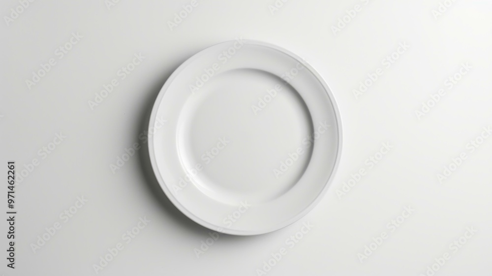 White Ceramic Plate on White Background - Minimalist Table Setting White Ceramic Plate on White Background - Minimalist Table Setting