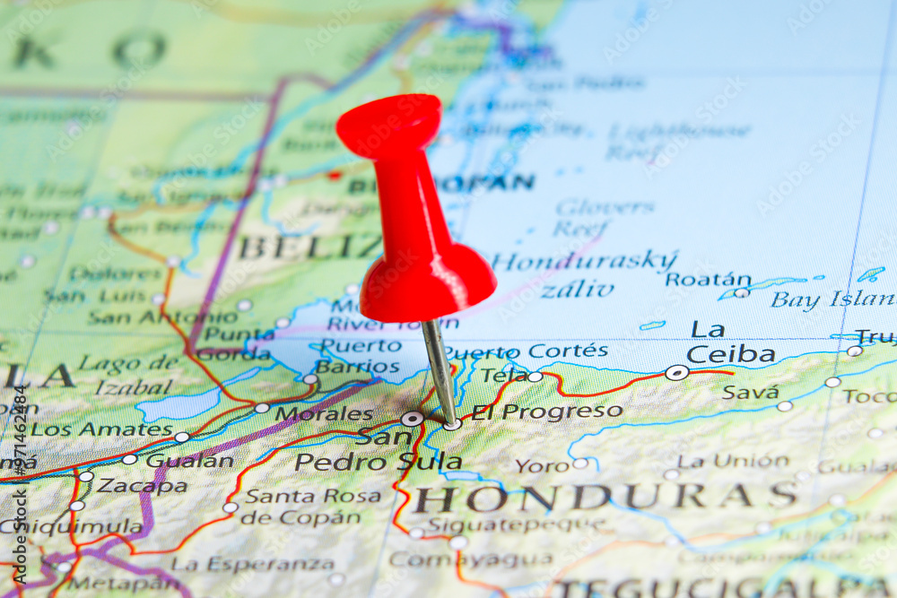 El Progreso, Honduras pin on map El Progreso, Honduras pin on map
