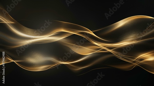 Abstract Golden Waves: A Digital Art Illustration photo