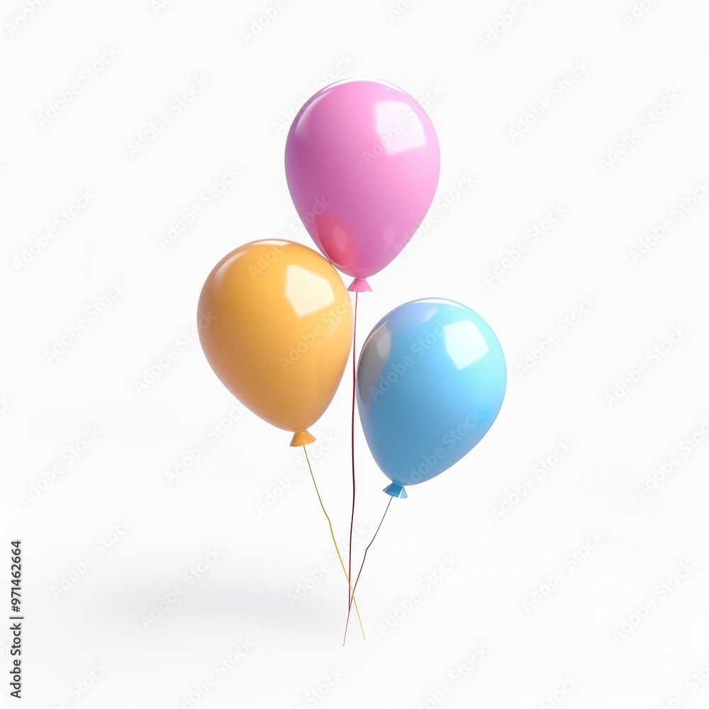 Balloons icon white background, 3D Rendering, isometric isolated on a white background Balloons icon white background, 3D Rendering, isometric isolated on a white background