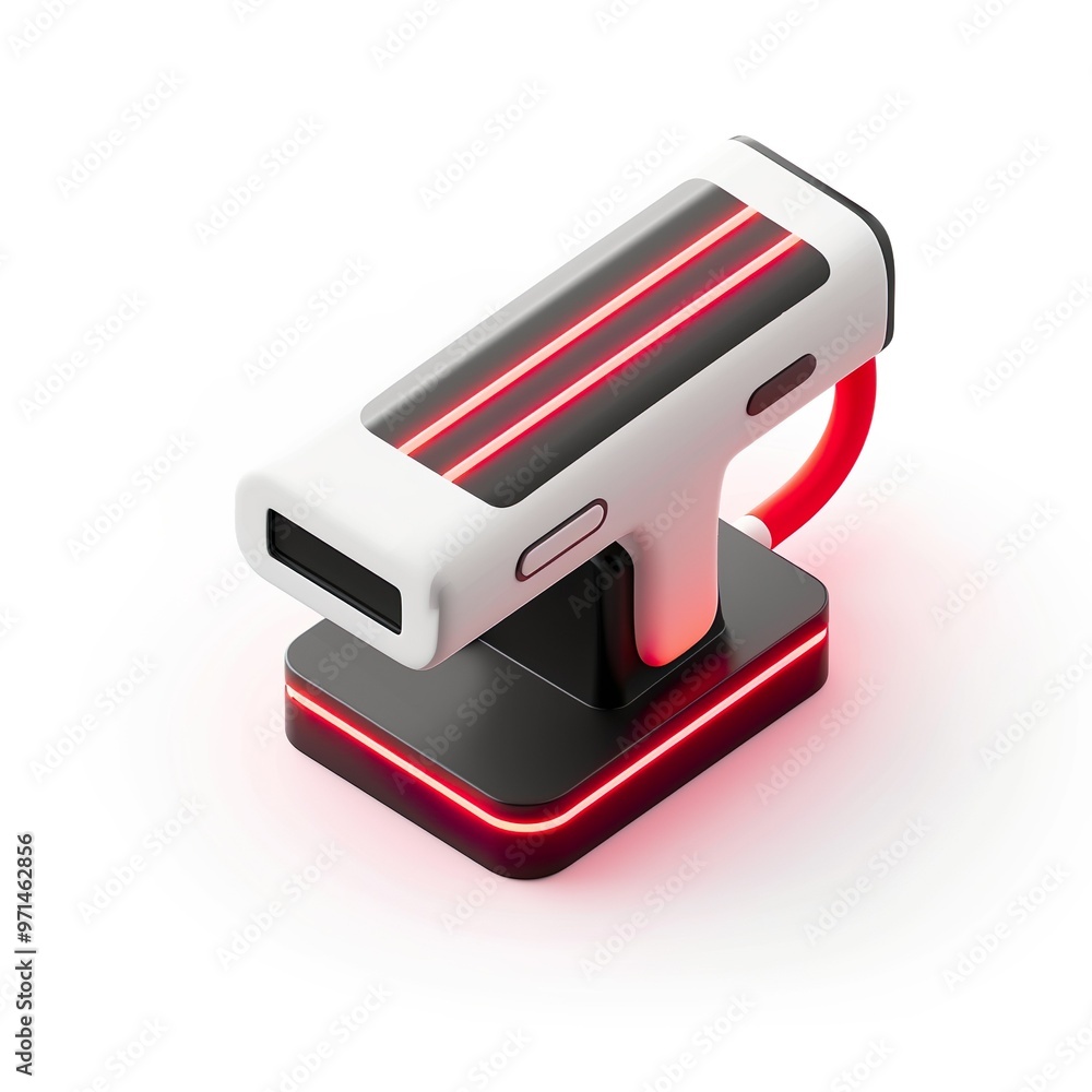 Barcode scanner icon white background, 3D Rendering, isometric isolated on a white background Barcode scanner icon white background, 3D Rendering, isometric isolated on a white background