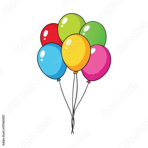 Vibrant Balloon Bunch Design Perfect for Party Invitations and Celebratory Branding. photo