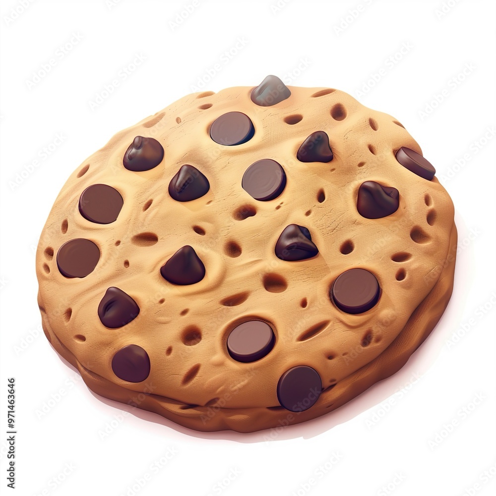 Fototapeta premium Cookie icon white background, 3D Rendering, isometric isolated on a white background