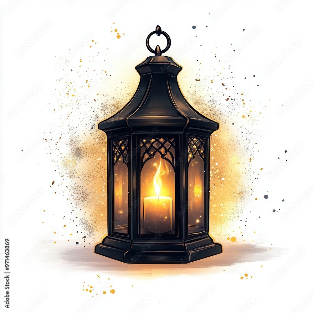 A magical floating lantern, enchanted light source, digital illustration, warm tones, isolated on white background A magical floating lantern, enchanted light source, digital illustration, warm tones, isolated on white background