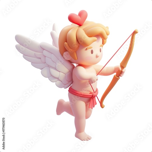 Cupid icon white background, 3D Rendering, isometric isolated on a white background photo