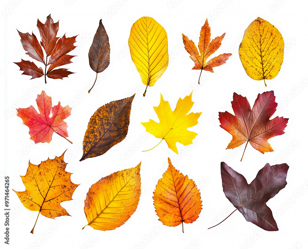 Collection of different colorful autum leaves isolated on white background Collection of different colorful autum leaves isolated on white background