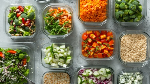 Healthy Meal Prep: Salad, Vegetables & Quinoa