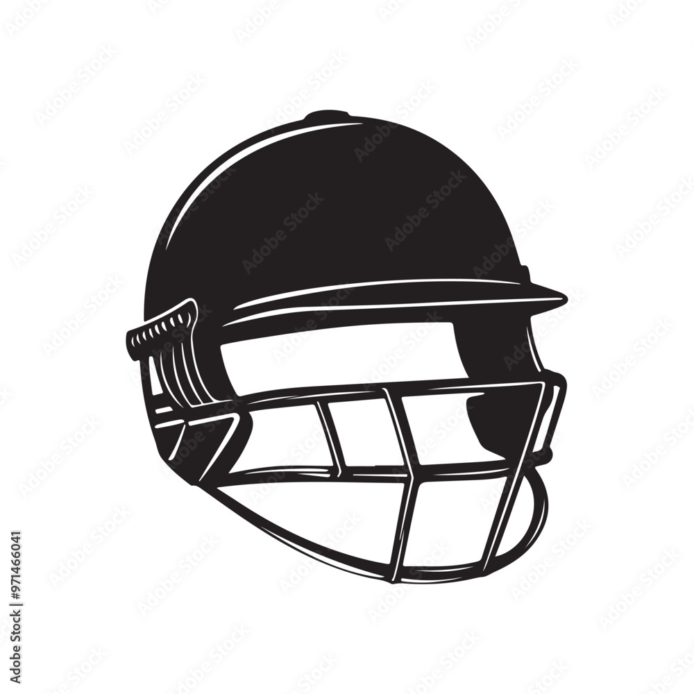 Fototapeta premium cricket helmet silhouette vector illustration on white background