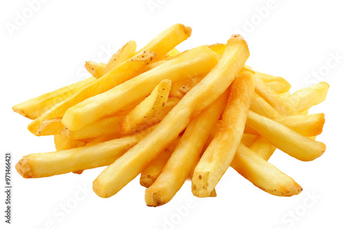 Hot French fries with a crispy, golden exterior isolated on transparent background photo