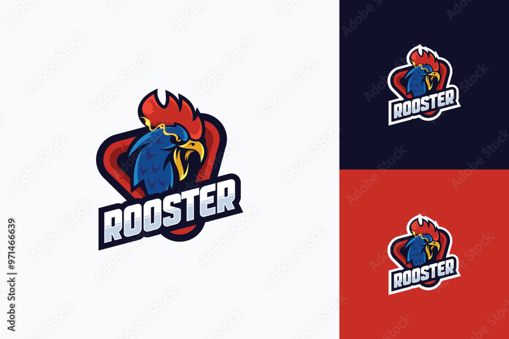 Naklejka premium Rooster mascot logo design vector