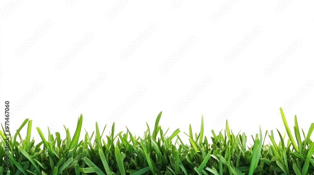 Fototapeta premium grass on the ground on the bottom part of the frame isolated on white background