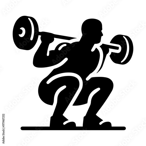 Black squats exercise vector icon.