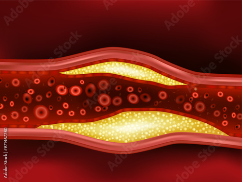 Cholesterol plaque in artery. Atherosclerosis. Arterial Plaque  