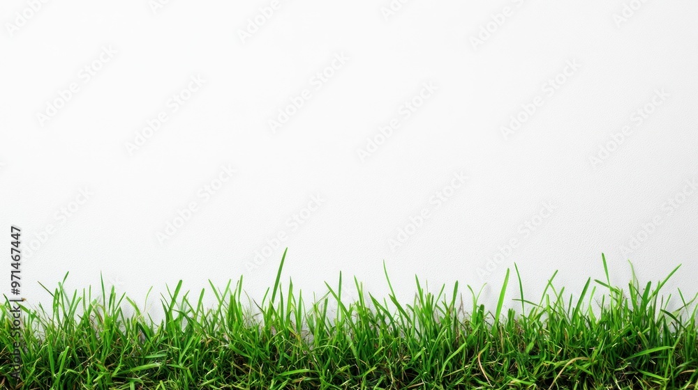 Fototapeta premium grass on the ground on the bottom part of the frame isolated on white background