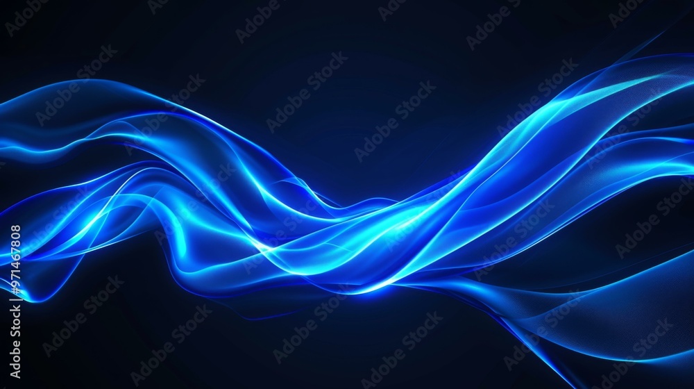 Abstract Blue Waves: Glowing Lines on Dark Background Abstract Blue Waves: Glowing Lines on Dark Background
