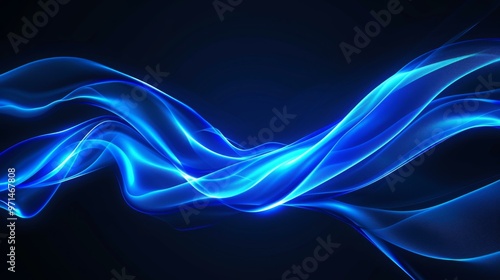 Abstract Blue Waves: Glowing Lines on Dark Background