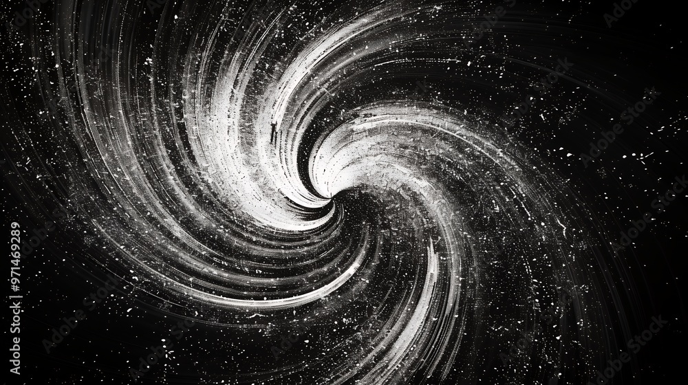 Abstract black and white vortex, reminiscent of a swirling galaxy or a cosmic whirlpool. Abstract black and white vortex, reminiscent of a swirling galaxy or a cosmic whirlpool.