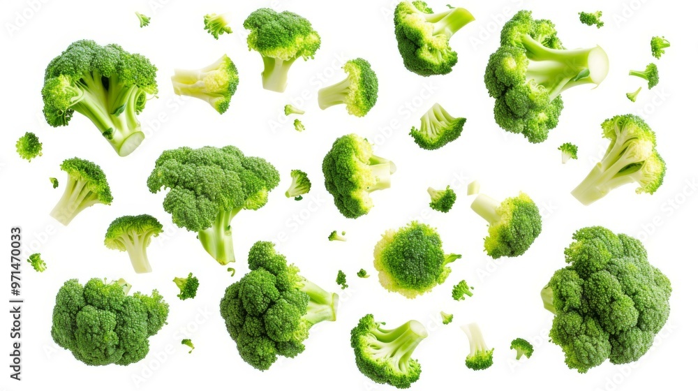Fresh Broccoli Florets Pattern - Healthy Green Vegetable Background Fresh Broccoli Florets Pattern - Healthy Green Vegetable Background