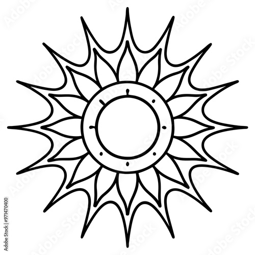 sun with patterns outline coloring book page line art drawing