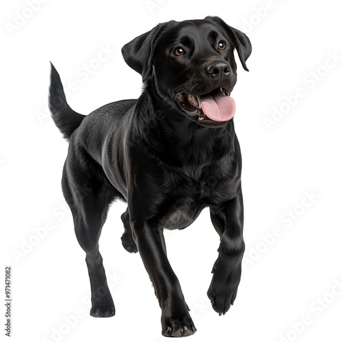 Happy Black Labrador Retriever in Motion
