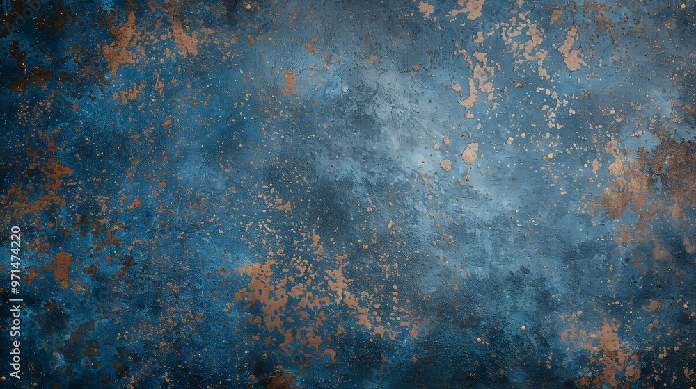 Textured blue and copper background with a distressed, aged look. Textured blue and copper background with a distressed, aged look.