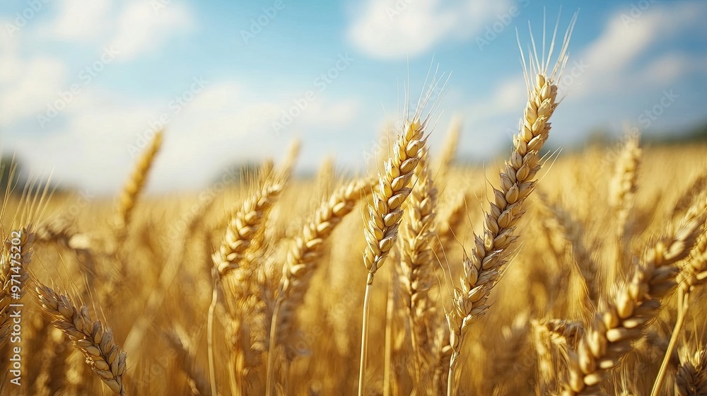 Golden Wheat Field Under Blue Sky Golden Wheat Field Under Blue Sky