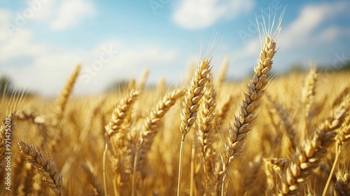 Golden Wheat Field Under Blue Sky