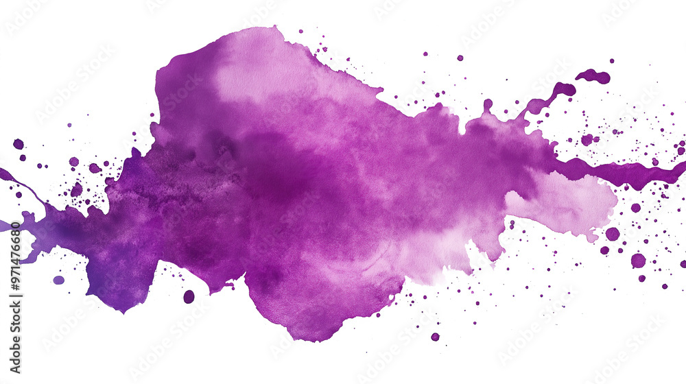 one single purple watercolor aquarelle abstract splash stain isolated on white background one single purple watercolor aquarelle abstract splash stain isolated on white background