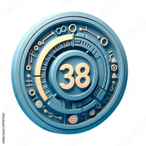 3d Smart Thermostat icon in circle