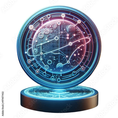 Hologram 3d icon in circle