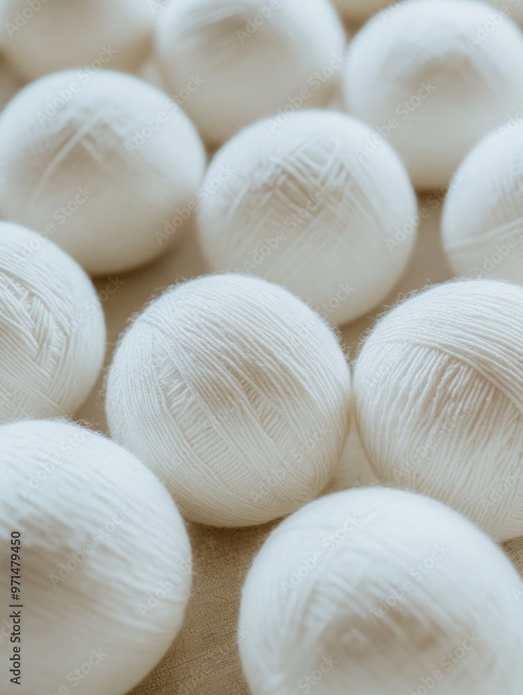 White Yarn Balls on Table White Yarn Balls on Table