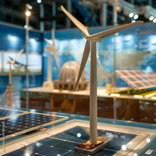 Renewable Energy Festival with Interactive Exhibits on Solar Wind and Hydro Power Concept photo