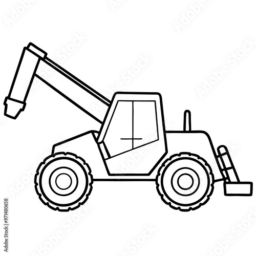 telehandler machine outline coloring book page line art drawing