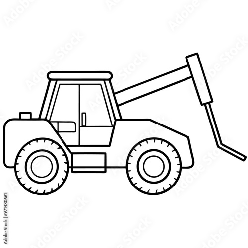 telehandler machine outline coloring book page line art drawing