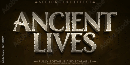 Ancient editable text effect, editable rock and stone text style