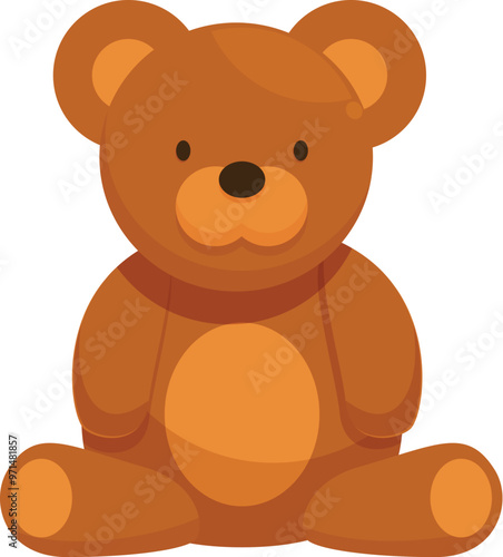 Adorable brown teddy bear sitting down, perfect for designs related to childhood, toys, and playfulness