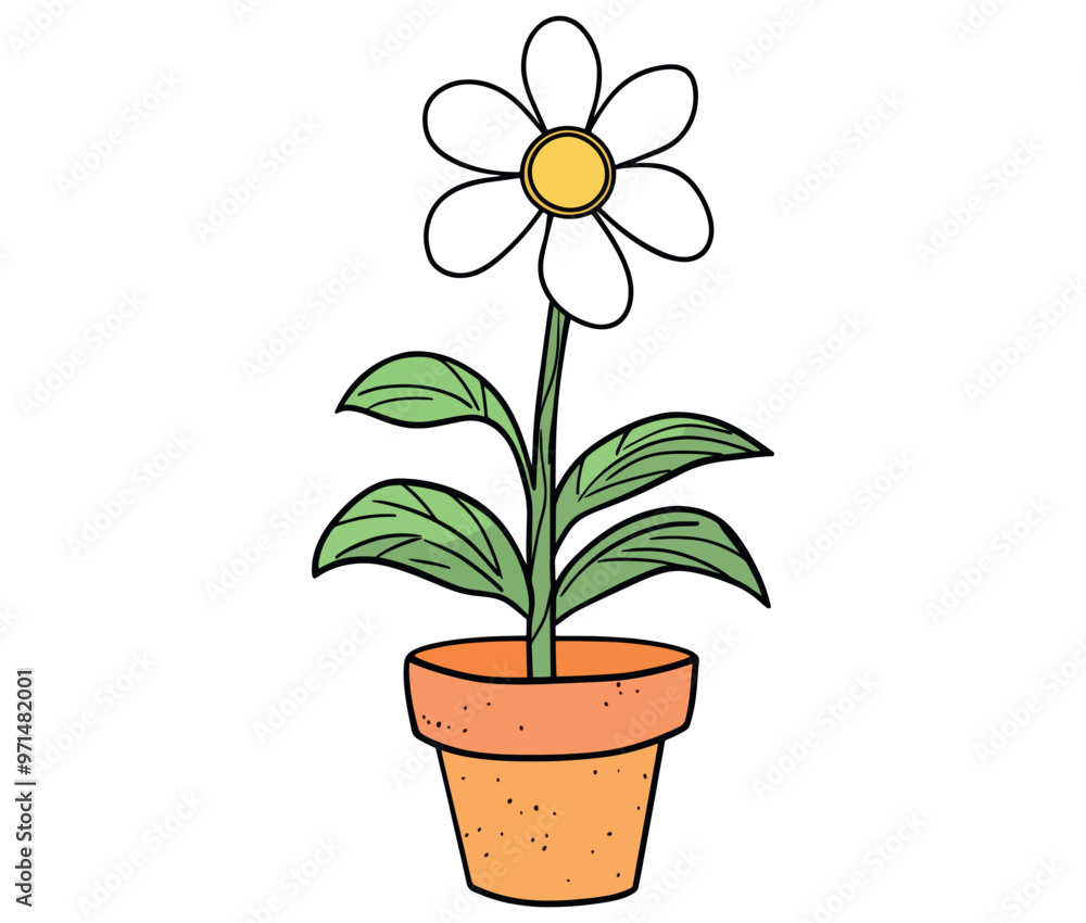 Flower in a pot cartoon flower illustration vector Flower in a pot cartoon flower illustration vector