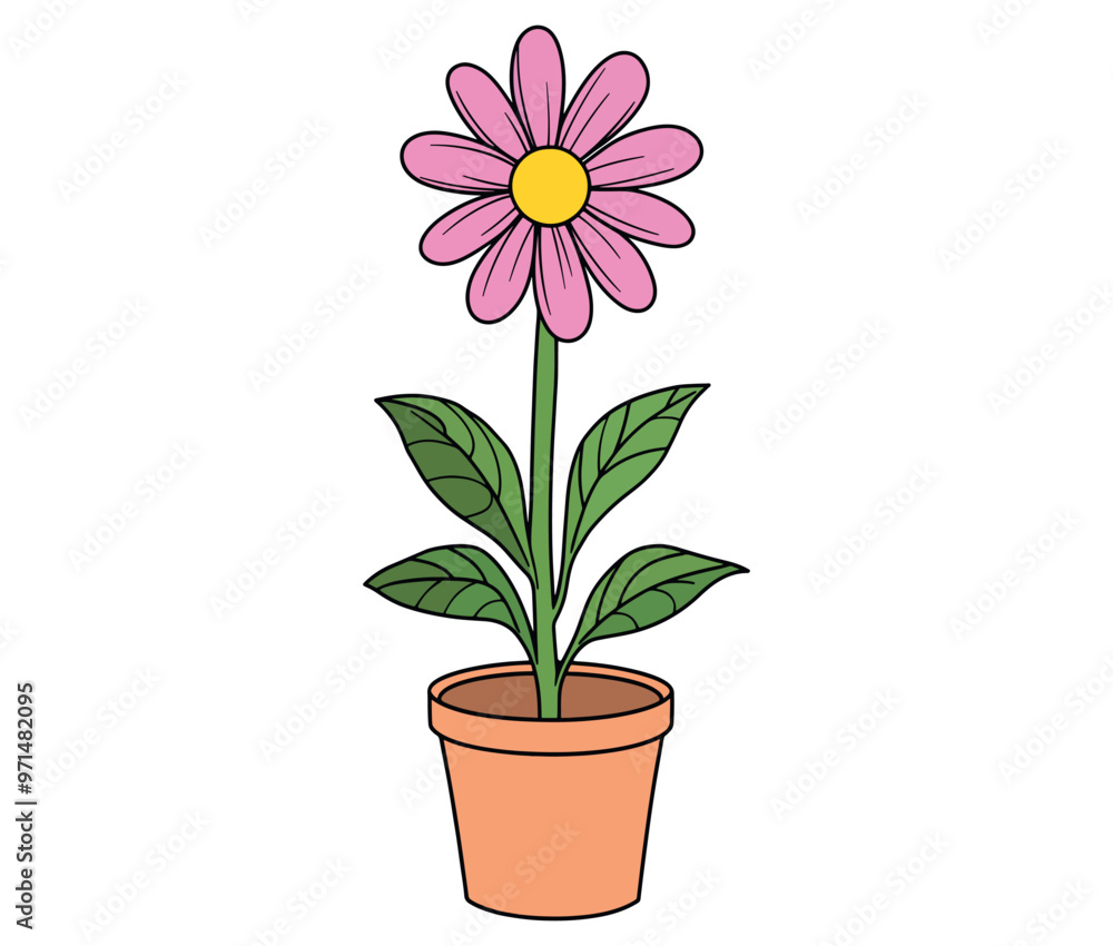 Flower in a pot cartoon flower illustration vector Flower in a pot cartoon flower illustration vector