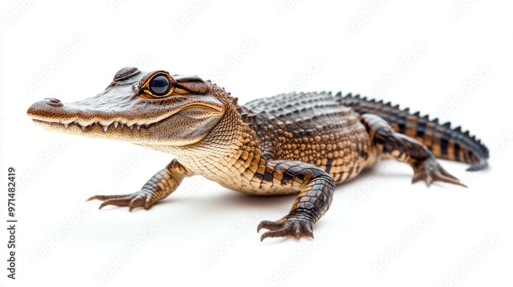 Fototapeta premium Young Alligator Reptile on White Background