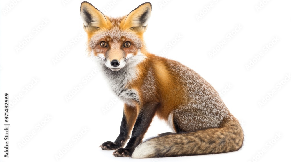 Red Fox Portrait Against White Background Red Fox Portrait Against White Background