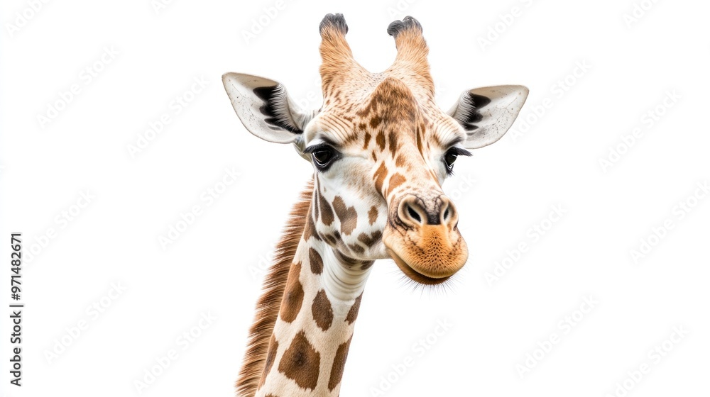 Fototapeta premium Giraffe Portrait on White Background