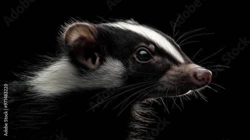 Close-up Portrait of a  Striped Skunk photo