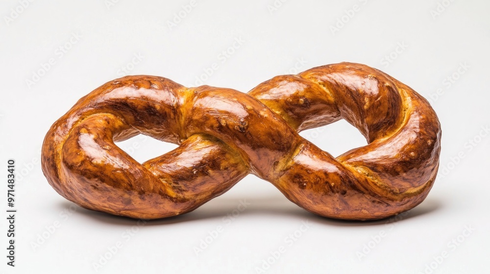 A Single, Twisted, Golden Brown Pretzel on White A Single, Twisted, Golden Brown Pretzel on White