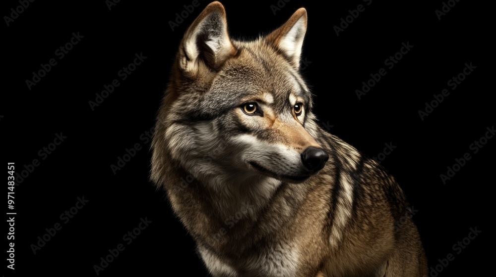 Fototapeta premium Wolf Portrait Against a Dark Background