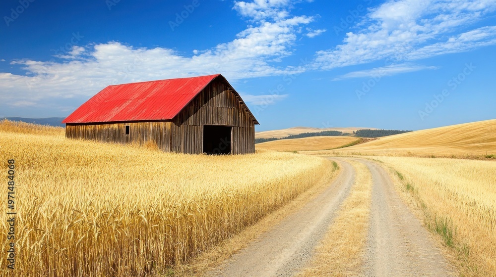 Red Barn in Golden Field Red Barn in Golden Field